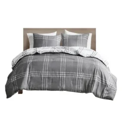 Kirkland's Home Gray Plaid Dayton 3-Pc. King Comforter Set- Comforters