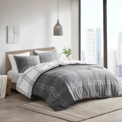 Kirkland's Home Gray Plaid Dayton 3-Pc. King Comforter Set- Comforters