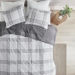 Kirkland's Home Gray Plaid Dayton 3-Pc. King Comforter Set- Comforters