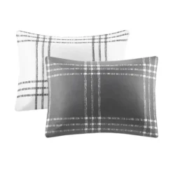 Kirkland's Home Gray Plaid Reversible 3-Pc. Queen Duvet Cover Set- Duvets