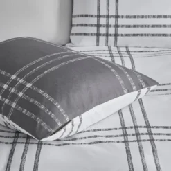 Kirkland's Home Gray Plaid Reversible 3-Pc. Queen Duvet Cover Set- Duvets