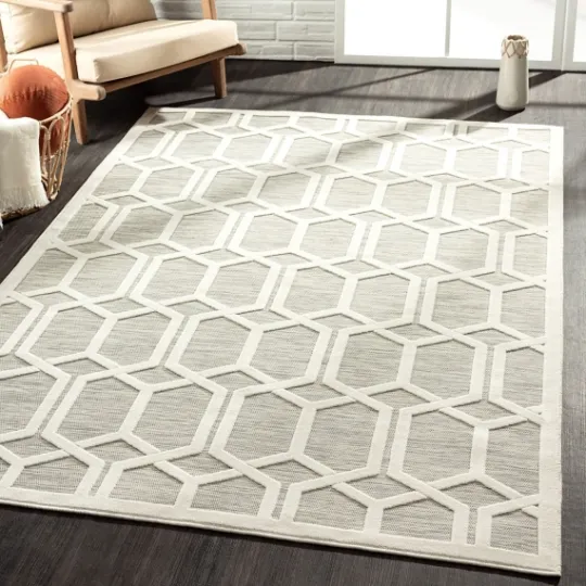 Kirkland's Home Gray Raised Honeycomb Indoor/Outdoor Area Rug, 7X9- Outdoor Rugs