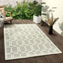 Kirkland's Home Gray Raised Honeycomb Indoor/Outdoor Area Rug, 7X9- Outdoor Rugs