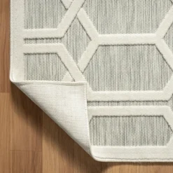 Kirkland's Home Gray Raised Honeycomb Indoor/Outdoor Area Rug, 7X9- Outdoor Rugs