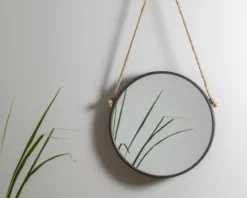 Kirkland's Home Gray Round Metal Hanging Rope Wall Mirror- Decorative Mirrors