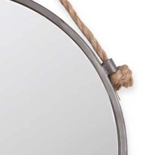 Kirkland's Home Gray Round Metal Hanging Rope Wall Mirror- Decorative Mirrors