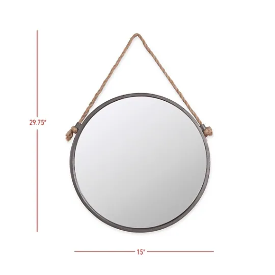 Kirkland's Home Gray Round Metal Hanging Rope Wall Mirror- Decorative Mirrors