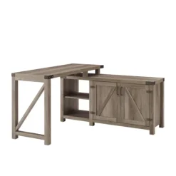 Kirkland's Home Gray Rustic L-Shape Farmhouse Desk- Office Furniture