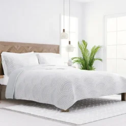 Kirkland's Home Gray Scalloped Reversible 2-Pc. Twin Quilt Set- Quilts