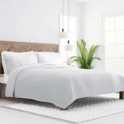 Kirkland's Home Gray Scalloped Reversible 2-Pc. Twin Quilt Set- Quilts