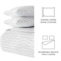 Kirkland's Home Gray Scalloped Reversible 3-Pc. King Quilt Set- Quilts