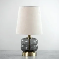 Kirkland's Home Gray Smoked Glass Table Lamp- Table Lamps