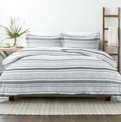 Kirkland's Home Gray Soft Striped 3-Pc. King Duvet Cover Set- Duvets