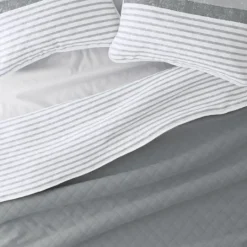 Kirkland's Home Gray Striped Reversible 2-Pc. Twin Quilt Set- Quilts