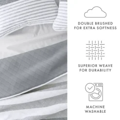 Kirkland's Home Gray Striped Reversible 2-Pc. Twin Quilt Set- Quilts
