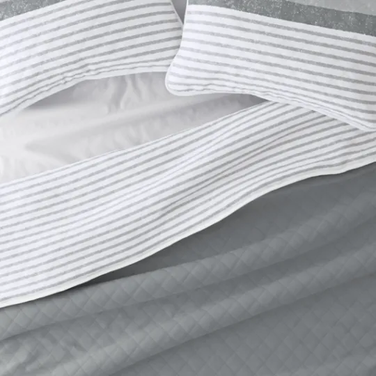 Kirkland's Home Gray Striped Reversible 3-Pc. Queen Quilt Set- Quilts