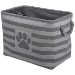 Kirkland's Home Gray Stripes And Paw Basket With Handles- Baskets & Boxes