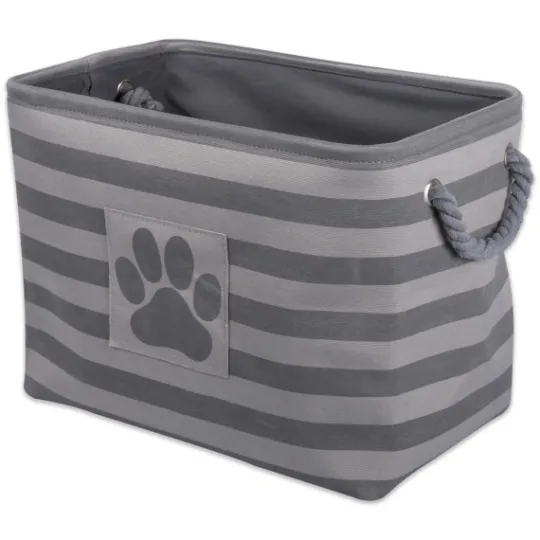 Kirkland's Home Gray Stripes And Paw Basket With Handles- Baskets & Boxes