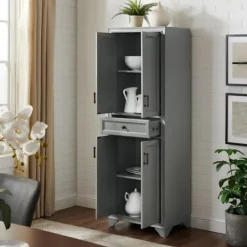 Kirkland's Home Gray Tara Pantry Cabinet- Cabinets & Sideboards