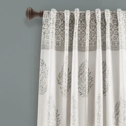 Kirkland's Home Gray Teardrop Leaves Curtain Panel Set, 95 In.- Curtains & Drapes