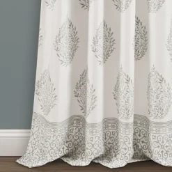 Kirkland's Home Gray Teardrop Leaves Curtain Panel Set, 95 In.- Curtains & Drapes