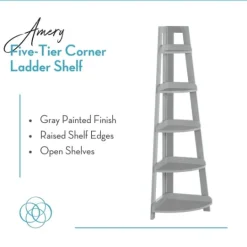 Kirkland's Home Gray 5-Tier Corner Ladder Bookshelf- Bookshelves