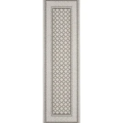 Kirkland's Home Gray Tile Motif Outdoor Runner, 2X7- Outdoor Rugs