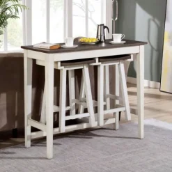 Kirkland's Home Gray Top Wood With Rack 3-Pc. Dining Set- Dining Tables