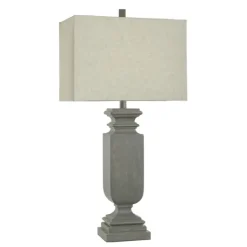 Kirkland's Home Gray Traditional Rectangular Table Lamp- Table Lamps