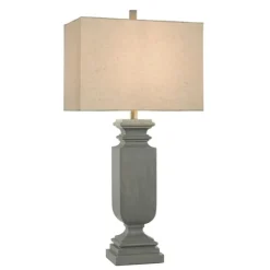 Kirkland's Home Gray Traditional Rectangular Table Lamp- Table Lamps