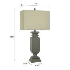 Kirkland's Home Gray Traditional Rectangular Table Lamp- Table Lamps