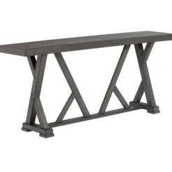 Kirkland's Home Gray Trestle Base Wooden Counter Table- Dining Tables