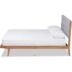 Kirkland's Home Gray Tufted Headboard Queen Platform Bed- Beds & Headboards