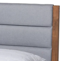 Kirkland's Home Gray Tufted Headboard Queen Platform Bed- Beds & Headboards