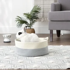 Kirkland's Home Gray Two-Tone Rope Cat Ear Basket- Baskets & Boxes
