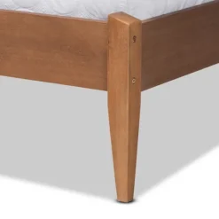 Kirkland's Home Gray Upholstered Brown Wood King Platform Bed- Beds & Headboards