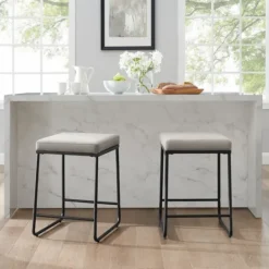 Kirkland's Home Gray Velvet Cube 2-Pc. Counter Stool Set- Bar Stools & Counter Height Stools