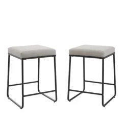 Kirkland's Home Gray Velvet Cube 2-Pc. Counter Stool Set- Bar Stools & Counter Height Stools