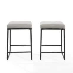 Kirkland's Home Gray Velvet Cube 2-Pc. Counter Stool Set- Bar Stools & Counter Height Stools
