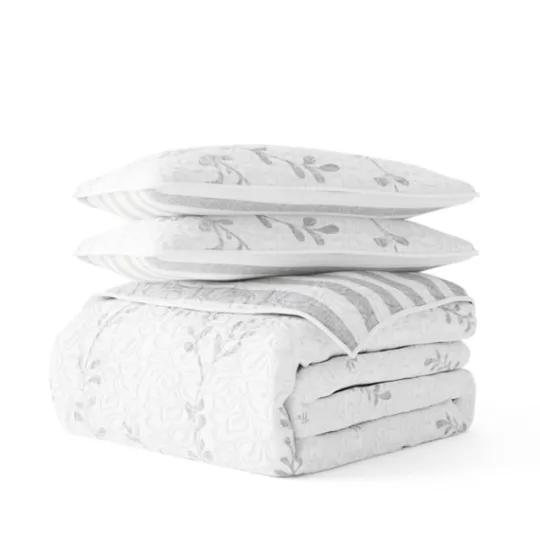 Kirkland's Home Gray Vines Reversible 2-Pc. Twin Quilt Set- Quilts