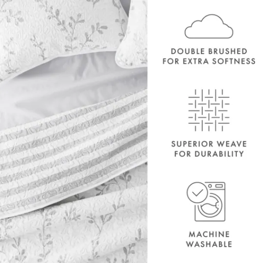 Kirkland's Home Gray Vines Reversible 2-Pc. Twin Quilt Set- Quilts