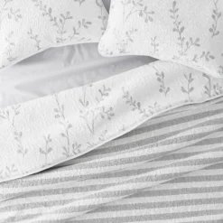 Kirkland's Home Gray Vines Reversible 3-Pc. Queen Quilt Set- Quilts