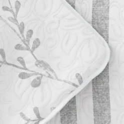 Kirkland's Home Gray Vines Reversible 3-Pc. Queen Quilt Set- Quilts