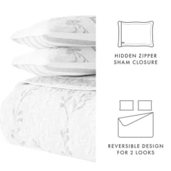 Kirkland's Home Gray Vines Reversible 3-Pc. Queen Quilt Set- Quilts