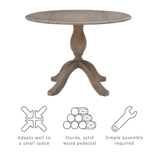 Kirkland's Home Gray Wash Drop Leaf Dining Table- Dining Tables