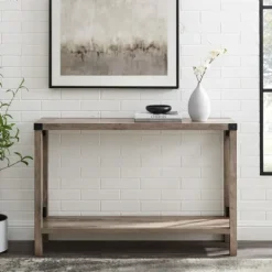Kirkland's Home Gray Wash Farmhouse X-Frame Console Table- Console Tables