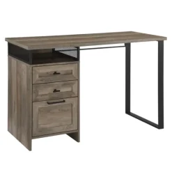 Kirkland's Home Gray Wash Wood And Mesh 3-Drawer Desk- Office Furniture