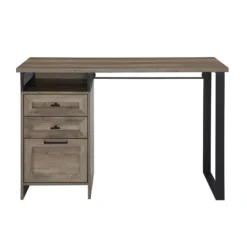 Kirkland's Home Gray Wash Wood And Mesh 3-Drawer Desk- Office Furniture
