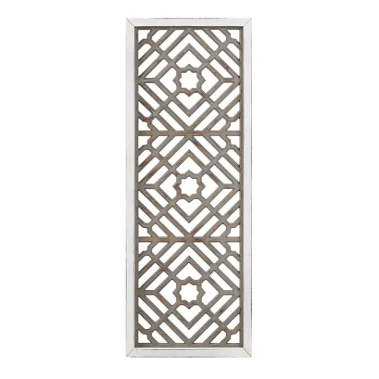 Kirkland's Home Gray Washed Wood & White Frame Cut Out Wall Plaque- Wall Plaques