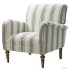Kirkland's Home Gray White Carved Slope Stripe Accent Chair- Accent Chairs